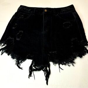 Litz Brand Women’s Black Jean Mini Skirt distressed Size Small
